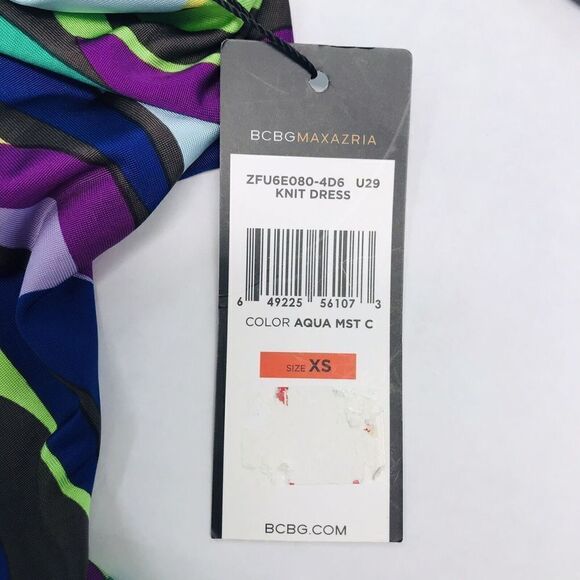 BCBG Maxazria Halter Knit Dress Size XS Multicolored Mini Stretch Open Back - Picture 9 of 16